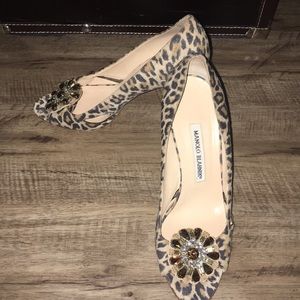 Designer Manolo Blahnik peep toe heels